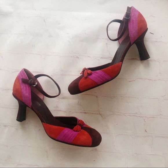 raspberry block heels